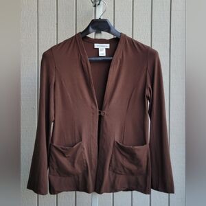 Susan Bristol | One-Button Cardigan w/Pockets Ladies Small Brown EUC